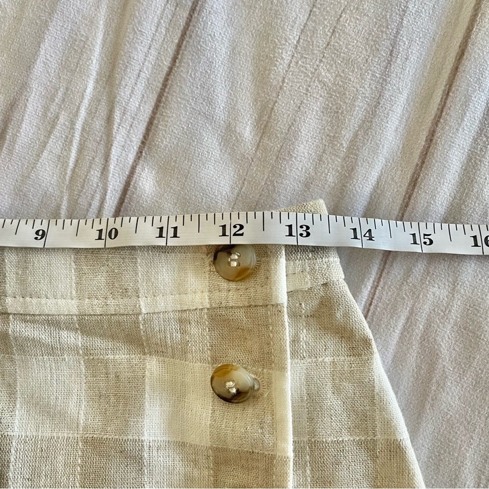 NWT Madewell Linen Skirt Women’s 4 Cream Tulip Wrap Mini Neutral Gingham Preppy - Picture 10 of 13